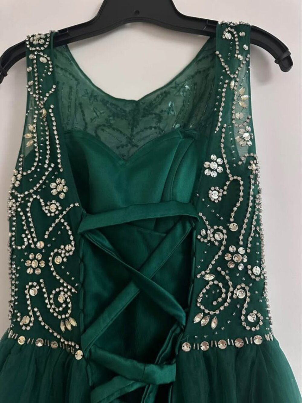 Emerald Green Beaded Ball Gown- Adjustable Back - Picture 5 of 8
